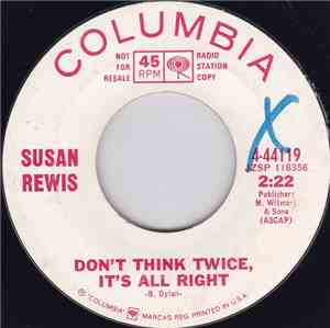 Susan Rewis - Don't Think Twice , It's All Right / Anybody's Boy